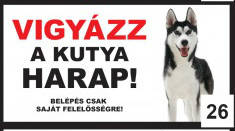 Kutyatábla - fém (husky) 20x40cm
