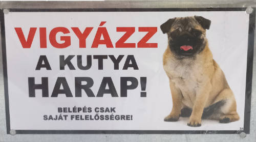 Kutyatábla -fém (mopsz) 9x13 cm