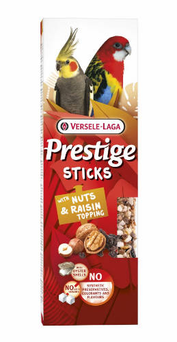 Versele Laga Prestige Sticks Dupla Rúd (mogyoró, dió, mazsola) - kiegészítő eleség nagypapagájok részére (2db/140g)