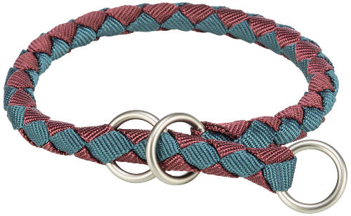 KT25. Trixie Cavo Stop-the-pull Collar - fonott nyakörv (sangria málna/petrol kék) kutyák részére (S-M) 35-41/Ø12mm