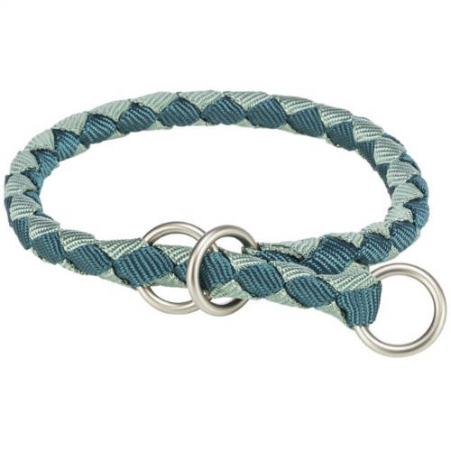 KT25. Trixie Cavo Stop-the-pull Collar - fonott nyakörv (petrolkék/zsálya) kutyák részére (M) 39-45/Ø12mm