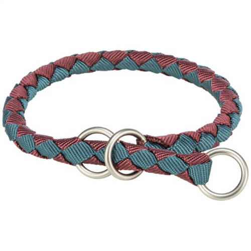 KT25.Trixie Cavo Stop-the-pull Collar - fonott nyakörv (sangria málna/petrolkék) kutyák részére (L-XL) 52-60/Ø18mm
