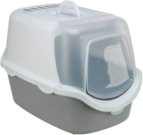 Trixie Vico Open Top Litter Tray, with Hood - fedeles macska wc (vil.szürke/fehér) macskák részére (40x40x56cm)