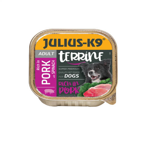 Julius-K9 Dog Terrine Adult Pork&Spinach - nedveseledel (sertés,spenót) felnőtt kutyák részére (150g)