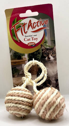 Fitactive 2 Balls on a Rope - kötél játék (labda) macskák részére (Ø4.5cm)