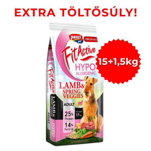 Akciós Túltöltött FitActive ORIGINALS ADULT HYPOALLERGENIC Lamb&Spring Veggies (bárány&tavaszi zöldségek) 15 + 1,5kg