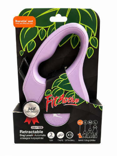 FitActive NEW Retractable Dog Leash - automata szalagos póráz (lila) kutyák részére (XS) 3 méter
