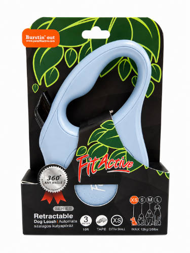 FitActive NEW Retractable Dog Leash - automata szalagos póráz (kék) kutyák részére (XS) 3 méter