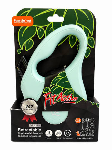 FitActive NEW Retractable Dog Leash - automata szalagos póráz (zöld) kutyák részére (XS) 3 méter