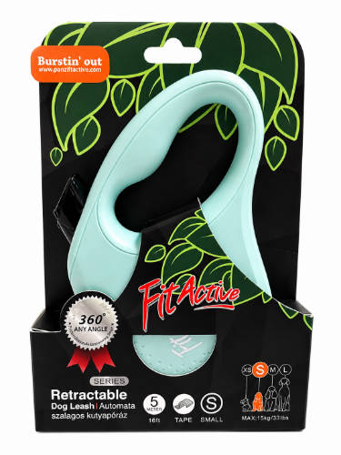 FitActive NEW Retractable Dog Leash - automata szalagos póráz (zöld) kutyák részére (S) 5 méter