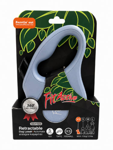 FitActive NEW Retractable Dog Leash - automata szalagos póráz (kék) kutyák részére (S) 5 méter