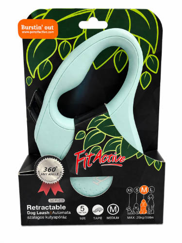 FitActive NEW Retractable Dog Leash - automata szalagos póráz (zöld) kutyák részére (M) 5 méter