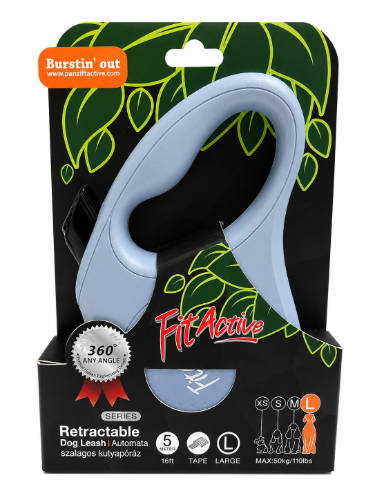 FitActive NEW Retractable Dog Leash - automata szalagos póráz (kék) kutyák részére (L) 5 méter