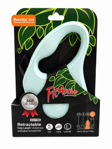 FitActive NEW Retractable Dog Leash - automata szalagos póráz (zöld) kutyák részére (L) 5 méter