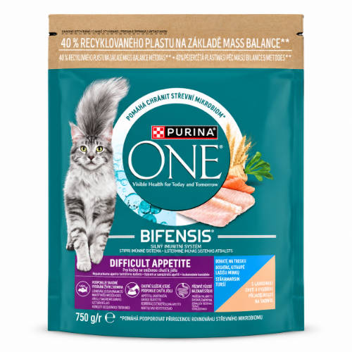 Purina ONE Difficult Appetite - száraztáp (tőkehal, pisztráng) macskák részére (750g)