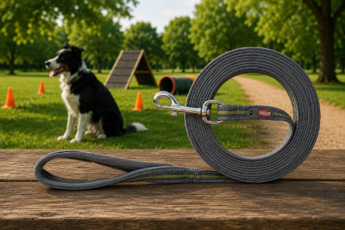 Trixie Fusion Tracking Leash - nyomkövető póráz (szürke,olívazöld) kutyák részére (M-L) 15m/17mm