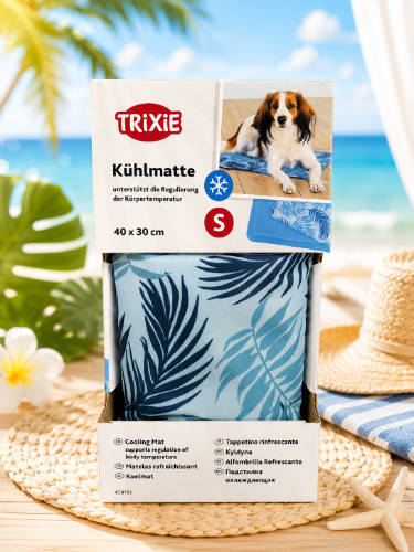 trixie hűtő matrac pálmalevél mintával, világos kék