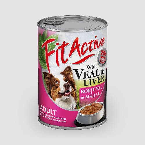FitActive konzerv Adult - nedveseledel (borjú+máj) felnőtt kutyák részére (1250g)
