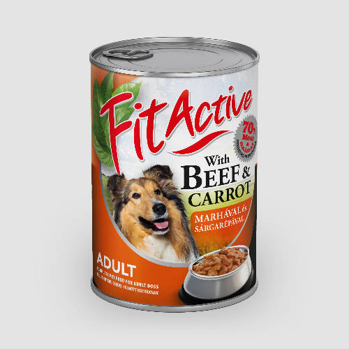 FitActive konzerv Adult - nedveseledel (marha+répa) felnőtt kutyák részére (1250g)