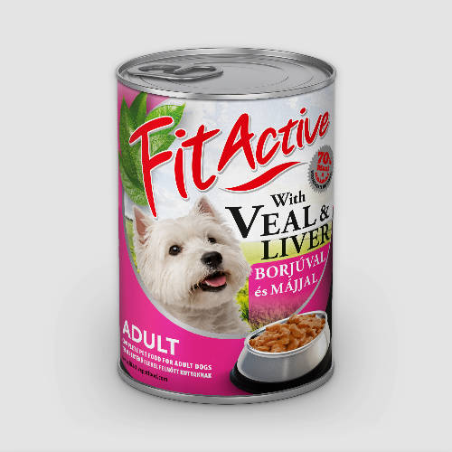 FitActive konzerv Adult - nedveseledel (borjú+máj) felnőtt kutyák részére (415g)