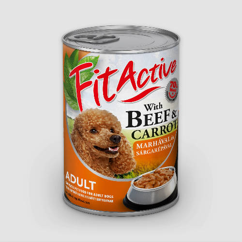 FitActive konzerv Adult - nedveseledel (marha+répa) felnőtt kutyák részére (415g)