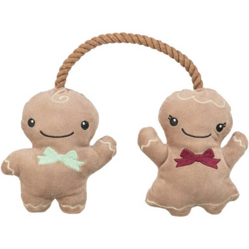TRIXIE Xmas mézeskalács pár kötélen, plüss, 22cm, kutyák részére