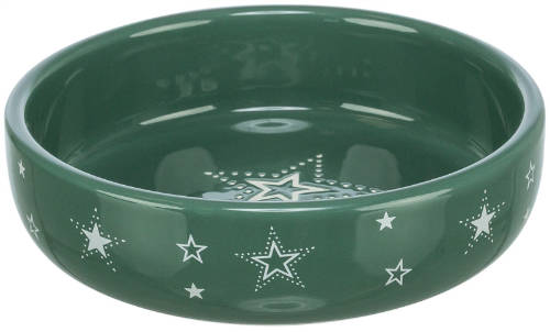 Trixie Xmas karácsonyi kerámia tál, 0,4l/15cm, sötétzöld