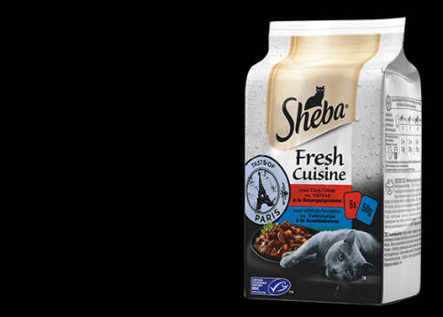 Sheba Taste of Paris - alutasakos (marha, fehérhúsú hal) felnőtt macskák részére (6x50g)