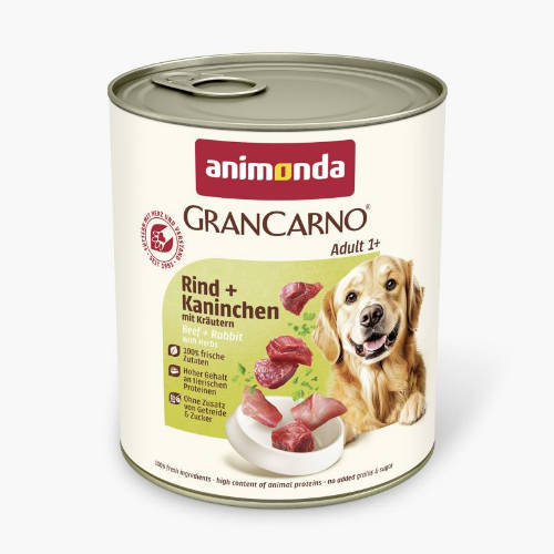 Animonda GranCarno Adult (nyúl,gyógynövény) konzerv - Felnőtt kutyák részére (800g)