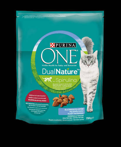 Purina ONE Dual Nature Adult - (Marha, spirulina) száraztáp felnőtt macskák részére (750g)